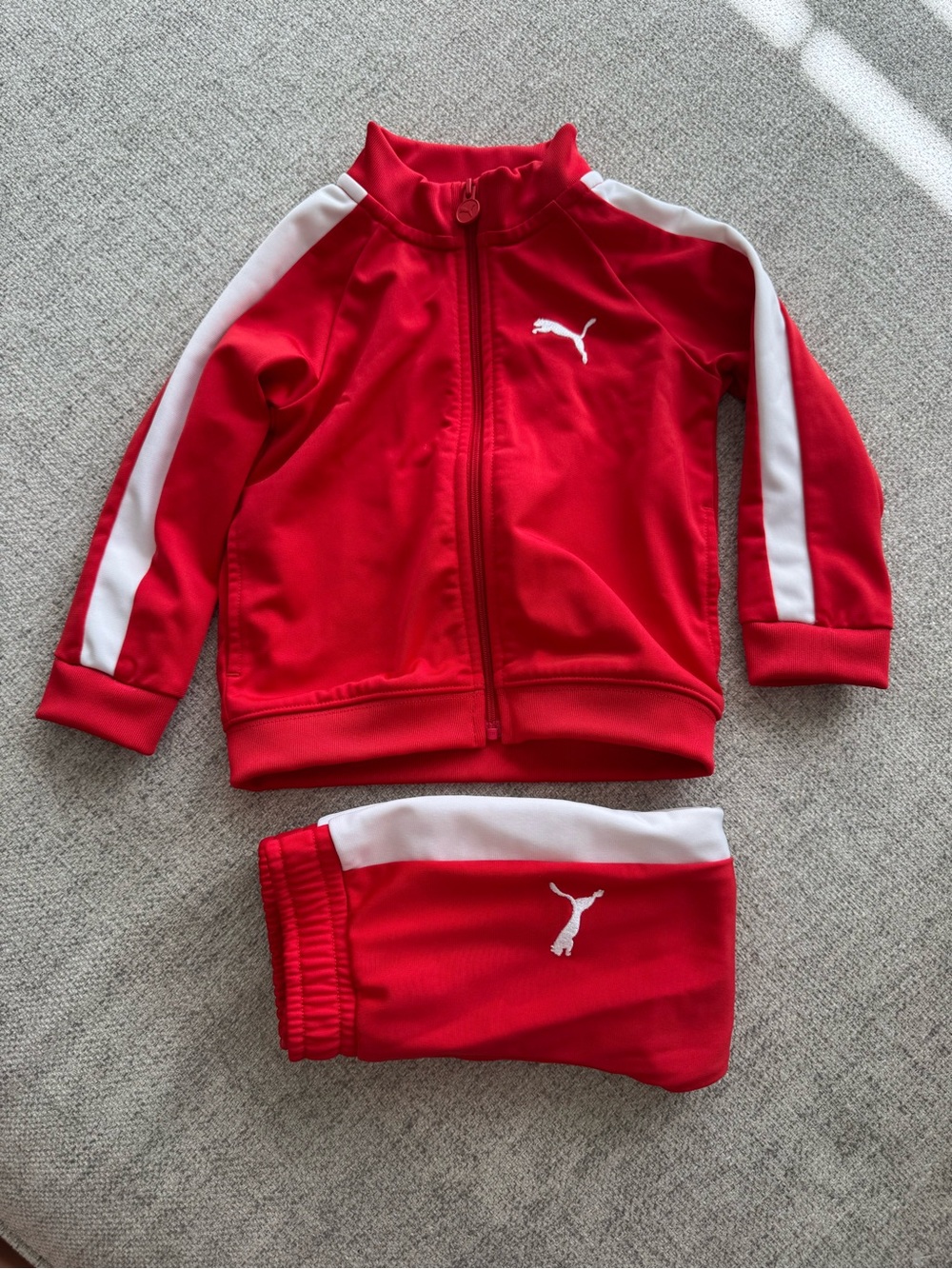 Puma Kids Red and White Track Jacket & Pants Set